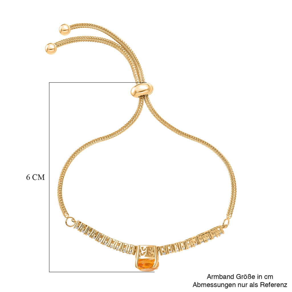 EVER TRUE Sphaleros Quarz, Weißer Zirkon Armband, flexibles (ca. 16.50 - 21.50 cm) Nickelfreies Messing ca. 4,15 ct.