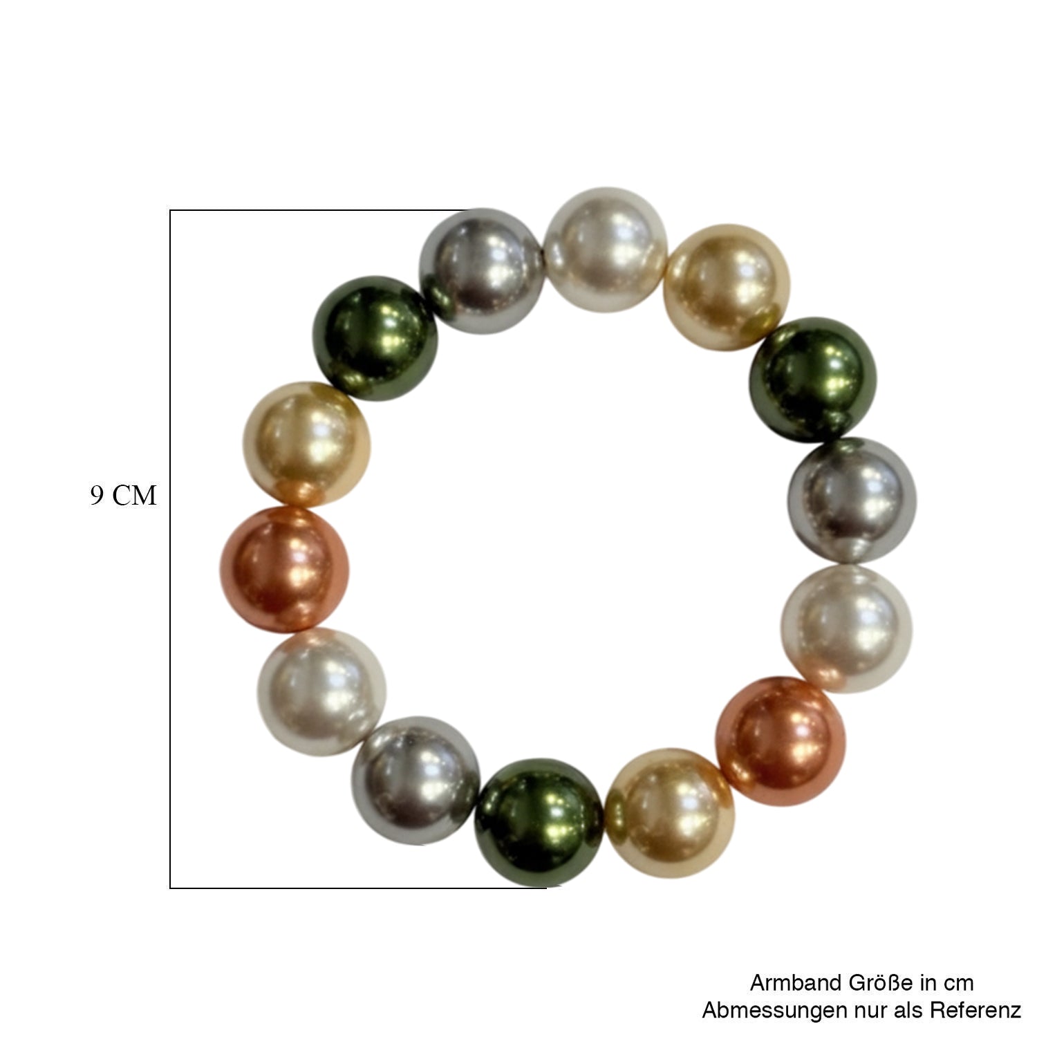 Mehrfarbiges Muschelkernperle Armband Flexibel (ca. 18 - 19 cm)