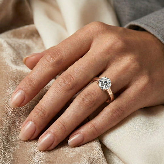 D'Joy 120 Facetten Moissanit Ring 925 Silber rosévergoldet (Größe 21.00) ca. 0,78 ct