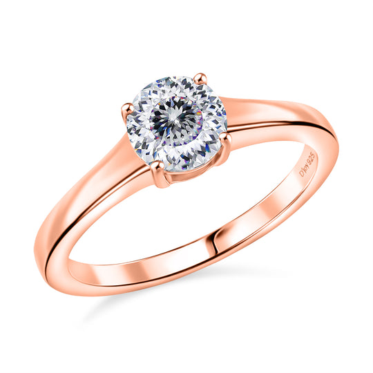 D'Joy 120 Facetten Moissanit Ring 925 Silber rosévergoldet (Größe 21.00) ca. 0,78 ct