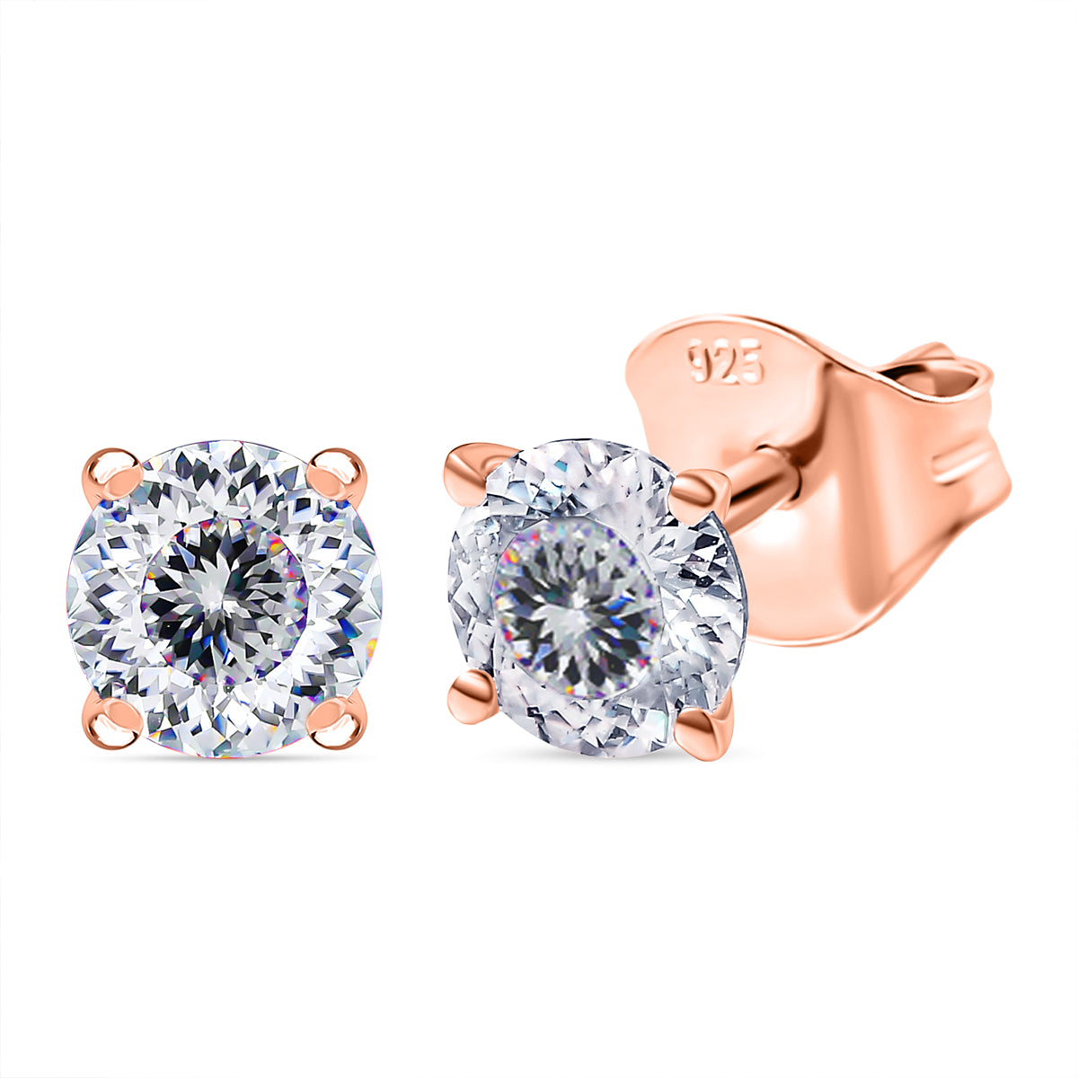 D'Joy 120 Facetten Moissanit Ohrringe 925 Silber rosévergoldet ca. 0.90 ct