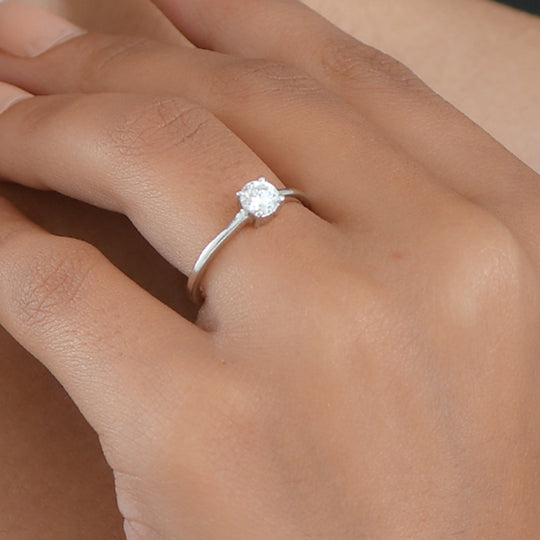 D'Joy Moissanit Ring 925 Silber platiniert (Größe 20.00) ca. 0,46 ct