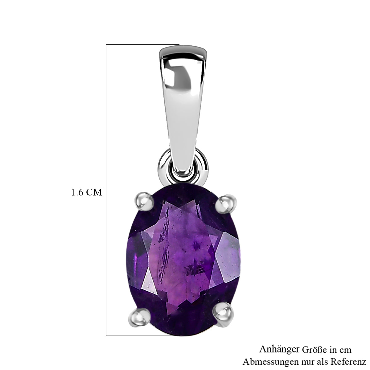 Afrikanischer Amethyst Anhänger 925 Silber rhodiniert ca. 1.17 ct