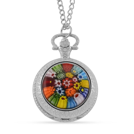 EXKLUSIVES ANGEBOT STRADA SPINNING Uhr mehrfarbiges Murano-Stil Glas mit Japanisches Uhrwerk 91.4 cm