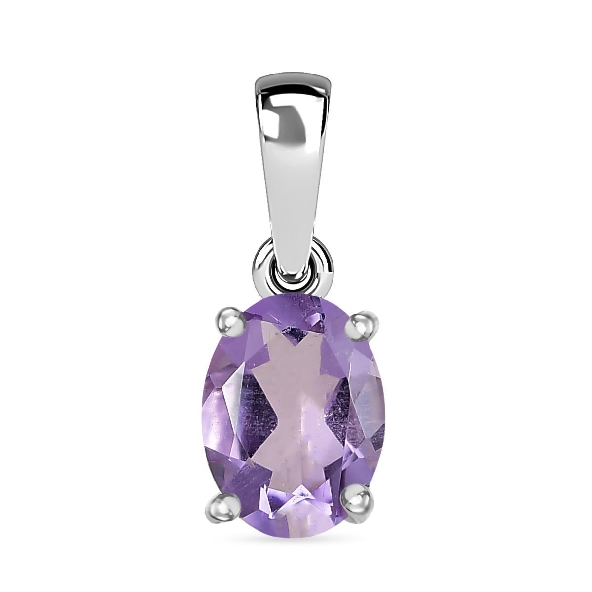 Rose De France Amethyst (Oval 8x6mm) Anhänger 925 Silber rhodiniert ca. 1.13 ct