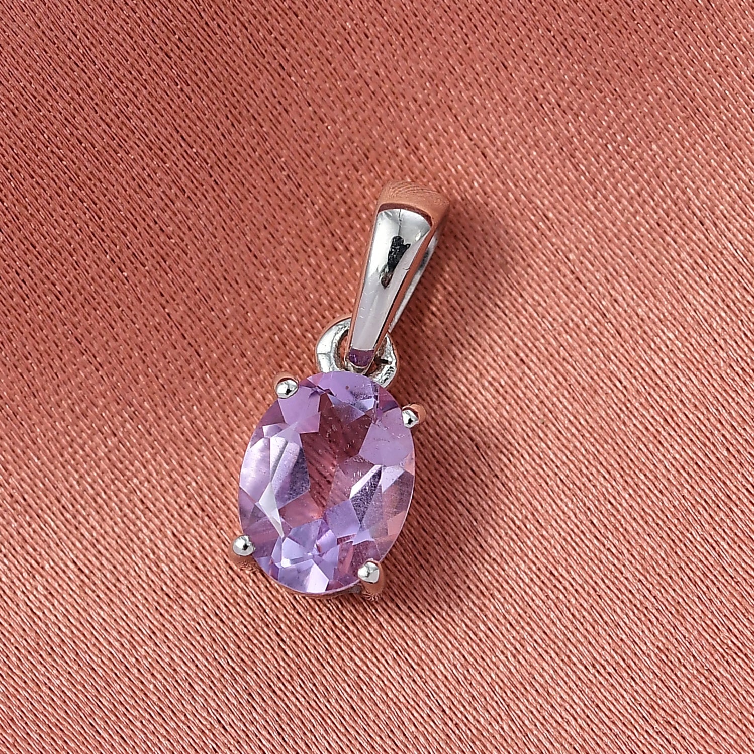 Rose De France Amethyst (Oval 8x6mm) Anhänger 925 Silber rhodiniert ca. 1.13 ct