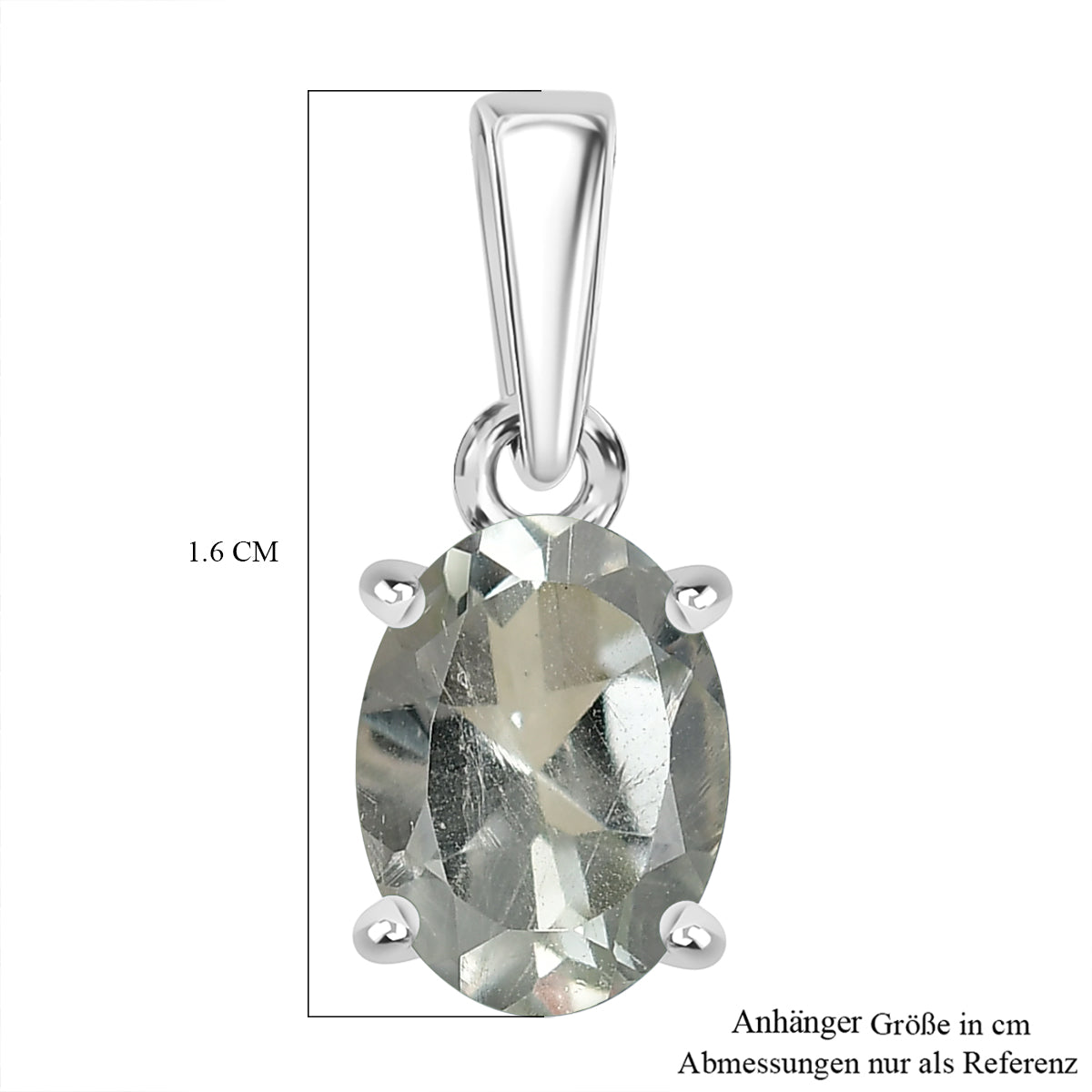 Prasiolith Anhänger 925 Silber rhodiniert ca. 1,20 ct.