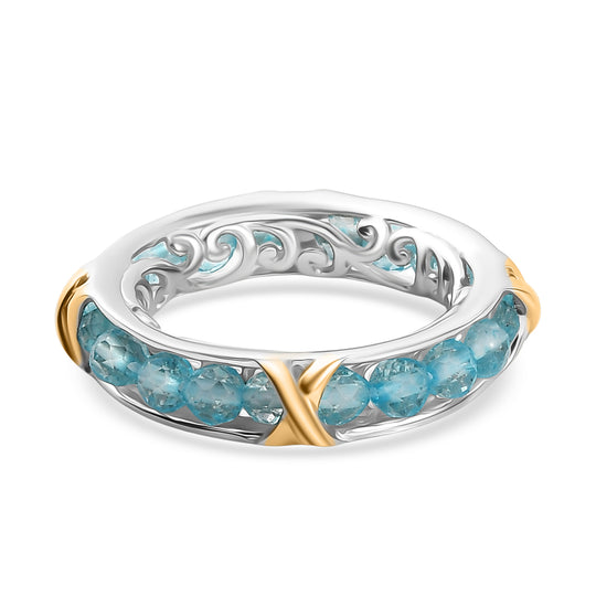 EVER TRUE AA Blauer Apatit Ring Nickelfreies Messing (Größe 20.00) ca. 3,88 ct