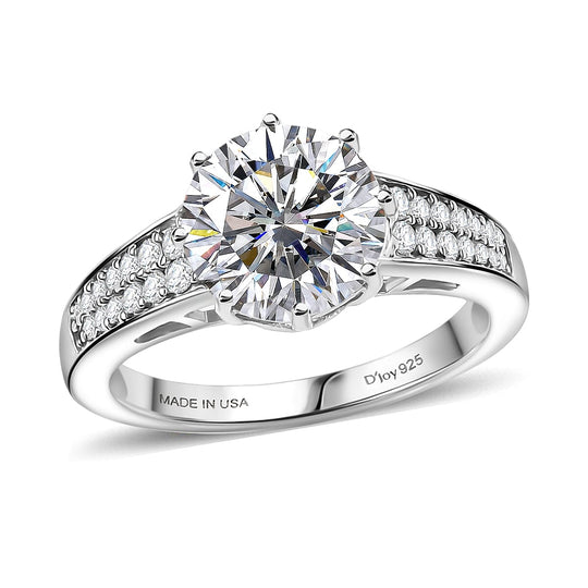 D'Joy Strontiumtitanat, Moissanit Ring 925 Silber Rhodiniert (Größe 18.00) ca. 4,92 ct