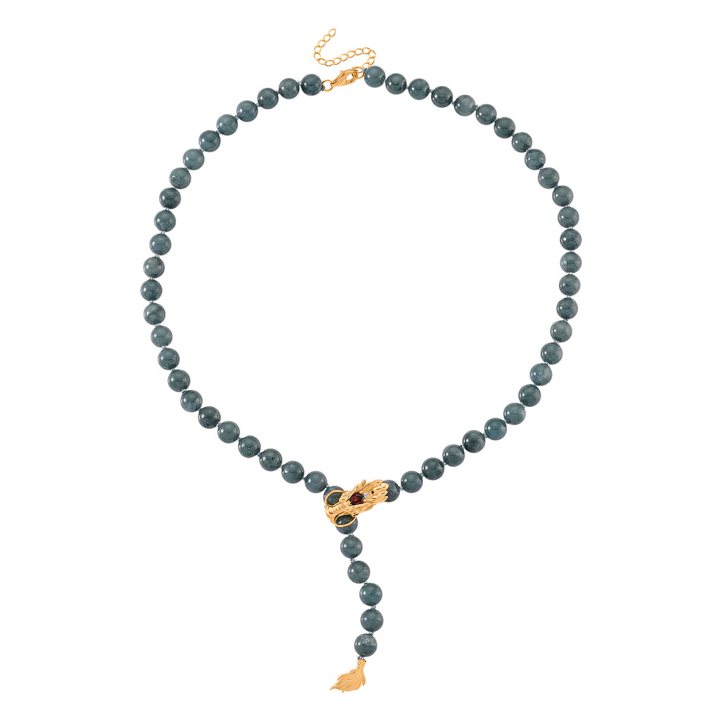 D'Joy Jade, Roter Granat Halskette ca. Flexibles cm 925 Silber Vergoldet