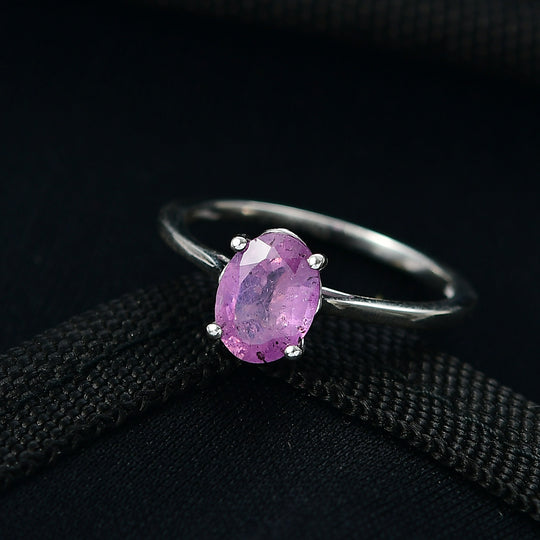 Ilakaka Rosa Saphir (Fissure gefüllt) Ring 925 Silber rhodiniert (Größe 21.00) ca. 1,73 ct