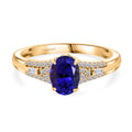 AAA Tansanit, Lab Grown Diamant Ring 375 Gold (Größe 17.00) ca. 1.53 ct