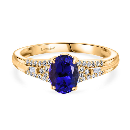 AAA Tansanit, Lab Grown Diamant Ring 375 Gold (Größe 21.00) ca. 1.53 ct