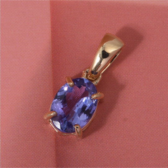 AA Tansanit Anhänger 375 Gelb Gold ca. 0,61 ct.