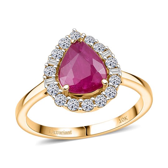 LUXURIANT  (10-16 Werktage Lieferzeit)  2,06 ct. AAA natürlicher Mosambik Rubin und Labor Diamant Ring in 417 Gold