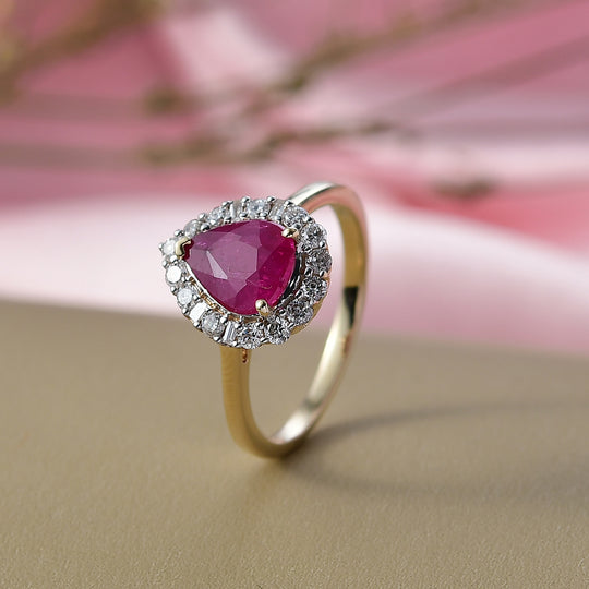 LUXURIANT  (10-16 Werktage Lieferzeit)  2,06 ct. AAA natürlicher Mosambik Rubin und Labor Diamant Ring in 417 Gold