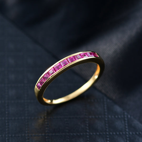 D'Joy AA Burmesischer Rubin Ring 925 Silber 750 Gelb Vergoldet (Größe 20.00) ca. 1,02 ct