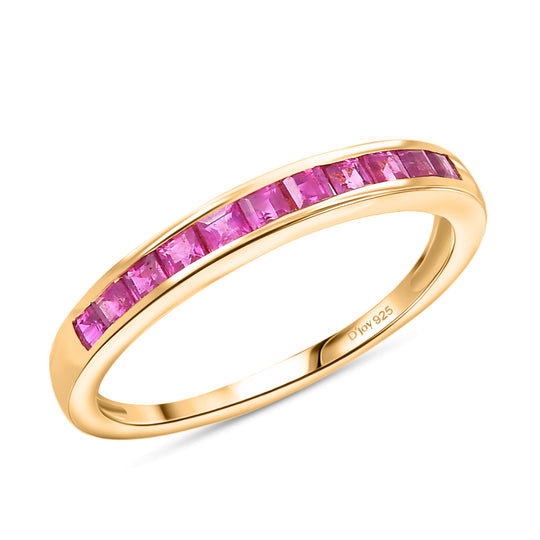 D'Joy AA Burmesischer Rubin Ring 925 Silber 750 Gelb Vergoldet (Größe 20.00) ca. 1,02 ct