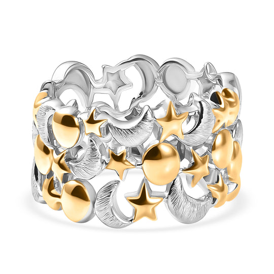 GP Celestial Kollektion - Kanchanaburi Blauer Saphir Ring 925 Silber vergoldet und platiniert (Größe 18.00) ca.