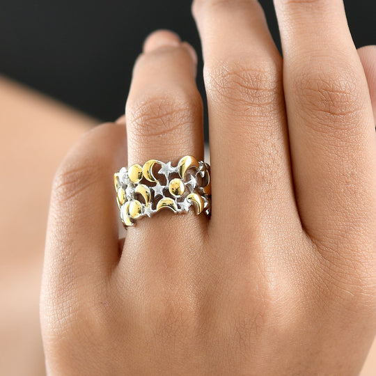 GP - Kanchanaburi Blauer Saphir Ring 925 Silber vergoldet und platiniert (Größe 18.00)