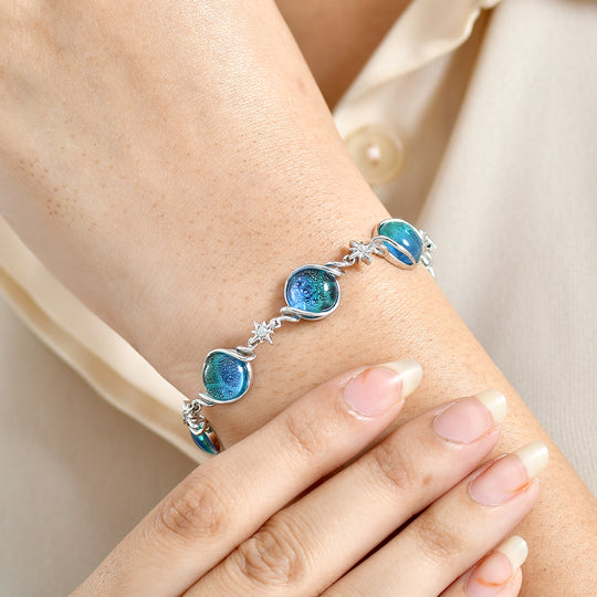 GP - Murano aus Italien, Weißer Zirkon Armband ca. 19 cm 925 Silber rhodiniert