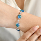 GP - Murano aus Italien, Weißer Zirkon Armband ca. 19 cm 925 Silber rhodiniert