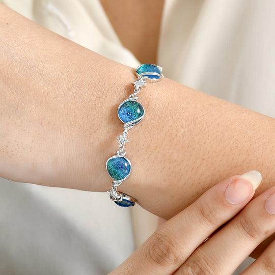 GP - Murano aus Italien, Weißer Zirkon Armband ca. 19 cm 925 Silber rhodiniert