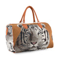 Reisetasche, verstellbarer Schultergurt 120cm, 45x23x27cm, Braun mit schwarz-weiß Tigerdruck