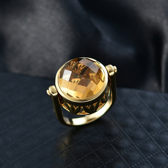 EVER TRUE Citrin Ring Nickelfreies Messing (Größe 19.00) ca. 12,41 ct