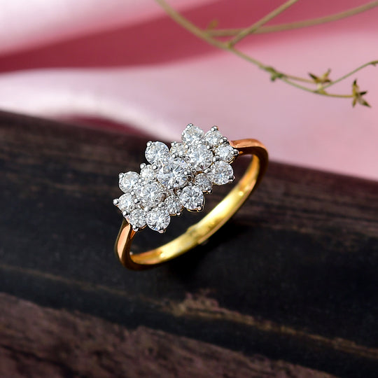 D'Joy Moissanit Ring 925 Silber 750 Gelb Vergoldet (Größe 17.00) ca. 0,88 ct