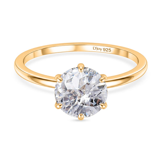 D'Joy Moissanit Ring 925 Silber 750 Gelb Vergoldet (Größe 20.00) ca. 1,77 ct