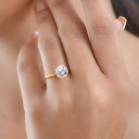 D'Joy Moissanit Ring 925 Silber 750 Gelb Vergoldet (Größe 20.00) ca. 1,77 ct