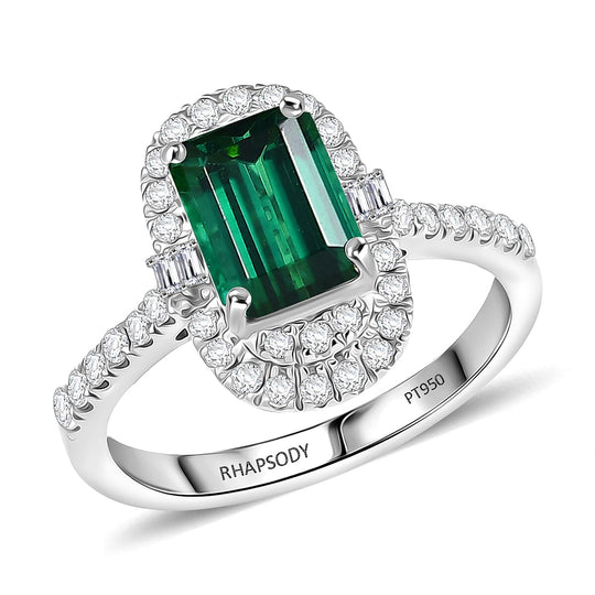Rhapsody AAAA Pirineu Lagoon Tourmaline, Weißer Diamant AGI zertifiziert Ring 950 Platin (Größe 19.00) ca. 2.33 ct