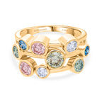 LUXURIANT DIAMOND - Lab Grown Gelb Diamant SI-GH, Lab Grown Rosa Diamant Ring 925 Silber 750 Gelbgold Vermeil (Größe 20.00) ca. 1.98 ct