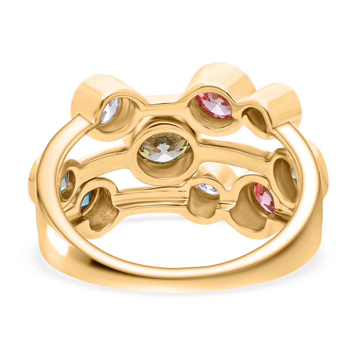 LUXURIANT DIAMOND - Lab Grown Gelb Diamant SI-GH, Lab Grown Rosa Diamant Ring 925 Silber 750 Gelbgold Vermeil (Größe 20.00) ca. 1.98 ct