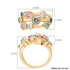LUXURIANT DIAMOND - Lab Grown Gelb Diamant SI-GH, Lab Grown Rosa Diamant Ring 925 Silber 750 Gelbgold Vermeil (Größe 20.00) ca. 1.98 ct