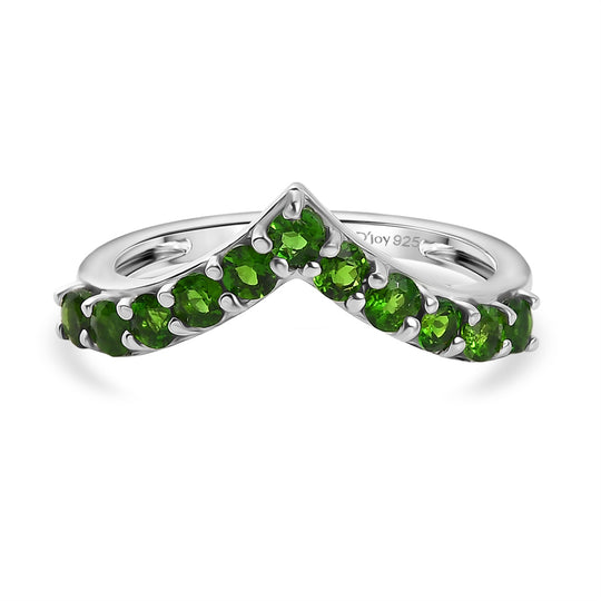 D'Joy Natürlicher Chromdiopsid Ring 925 Silber rhodiniert (Größe 18.00) ca. 0,88 ct