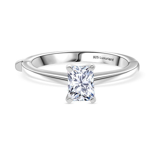 LUXURIANT DIAMOND - Lab Grown Diamant SI-GH SGL zertifiziert Radiant Ring 925 Silber 750 Gelbgold Vermeil (Größe 20.00) ca. 1.00 ct