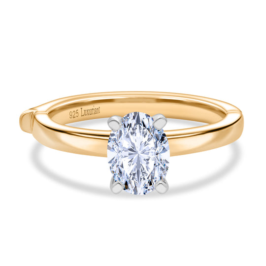 LUXURIANT DIAMOND - Lab Grown Diamant SI-GH SGL zertifiziert Ring 925 Silber 750 Gelbgold Vermeil (Größe 17.00) ca. 1,00 ct