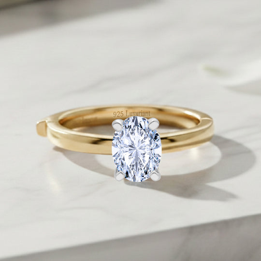 LUXURIANT DIAMOND - Lab Grown Diamant SI-GH SGL zertifiziert Ring 925 Silber 750 Gelbgold Vermeil (Größe 17.00) ca. 1,00 ct