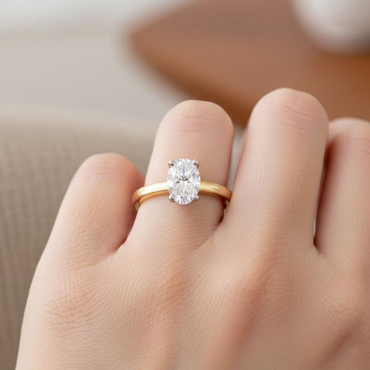 LUXURIANT DIAMOND - Lab Grown Diamant SI-GH SGL zertifiziert Ring 925 Silber 750 Gelbgold Vermeil (Größe 17.00) ca. 1,00 ct