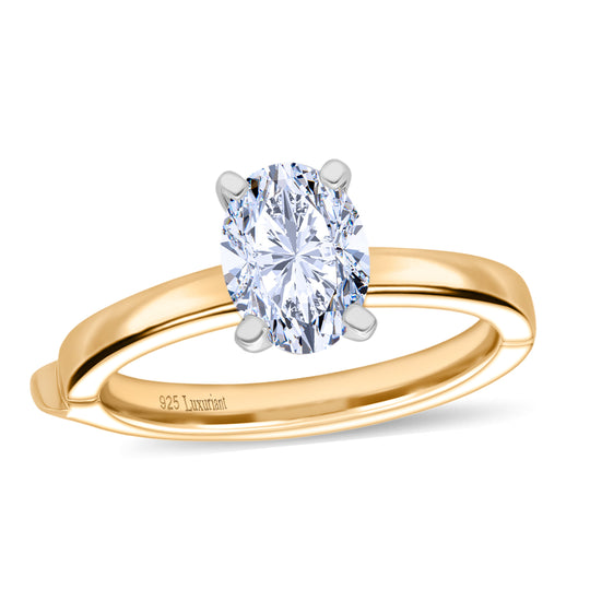 LUXURIANT DIAMOND - Lab Grown Diamant SI-GH SGL zertifiziert Ring 925 Silber 750 Gelbgold Vermeil (Größe 17.00) ca. 1,00 ct
