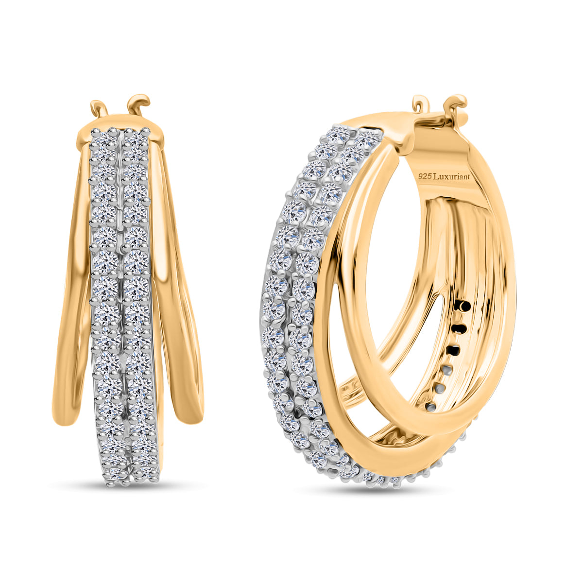LUXURIANT DIAMOND - Lab Grown Diamant SI-GH SGL zertifiziert Ohrringe 925 Silber 750 Gelbgold Vermeil ca. 1,00 ct