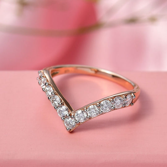 D'Joy Moissanit Ring 925 Silber 750 rosévergoldet (Größe 17.00) ca. 0,68 ct