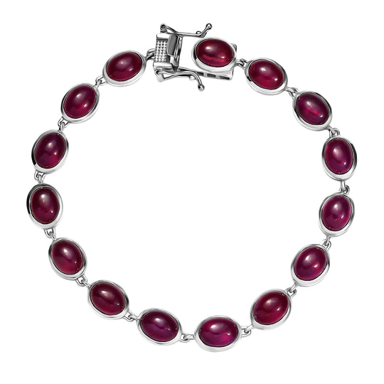 D'Joy AA Afrikanischer Rubin (Fissure gefüllt) Armband ca. 19 cm 925 Silber rhodiniert ca. 33,38 ct.