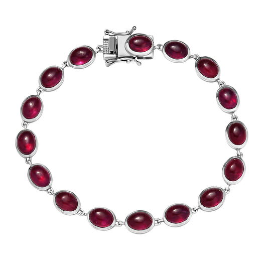 D'Joy AA Afrikanischer Rubin (Fissure gefüllt) Armband ca. 19 cm 925 Silber rhodiniert ca. 33,38 ct.