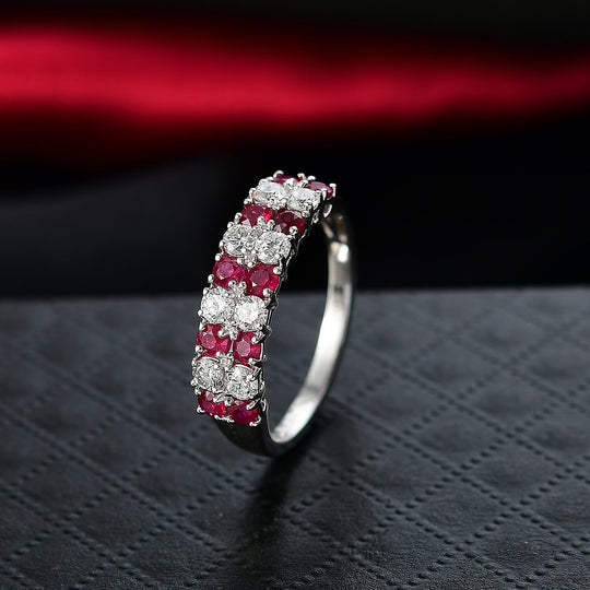 Luxuriant - AAA Natürlicher Mosambik-Rubin, Lab Grown Diamant AGI zertifiziert Ring 417 Gold (Größe 16.50) ca. 1.51 ct