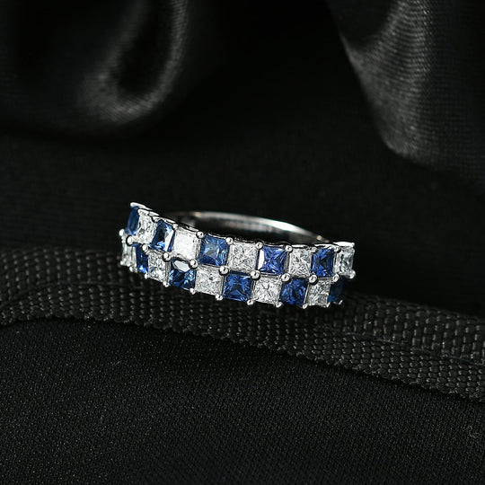 Luxuriant - AAA Ceylon-Saphir, Lab Grown Diamant AGI zertifiziert Ring 417 Gold (Größe 18.00) ca. 2.20 ct