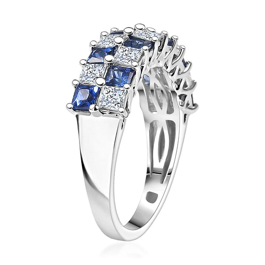 Luxuriant - AAA Ceylon-Saphir, Lab Grown Diamant AGI zertifiziert Ring 417 Gold (Größe 18.00) ca. 2.20 ct