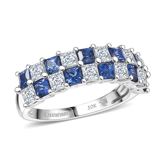 Luxuriant - AAA Ceylon-Saphir, Lab Grown Diamant AGI zertifiziert Ring 417 Gold (Größe 18.00) ca. 2.20 ct